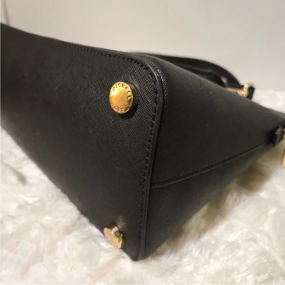 Michael Kors Cindy Large Black Leather Dome Satchel Bag - Like New - Picture 10 of 12